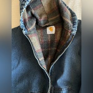 Vintage Carhartt Blanket Lined Denim Hooded Jacket